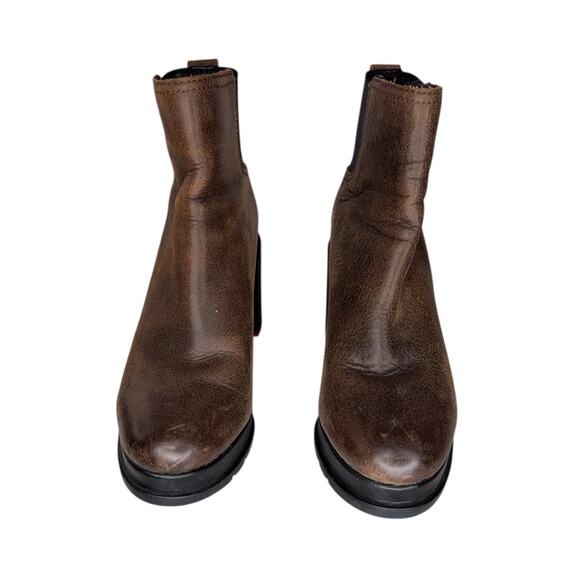Sorel Blake Chunky Block Heel Brown Leather Chelsea Heeled Boots Size 6.5 - Picture 5 of 11